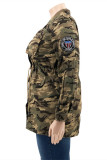 Camouflage Fashion Casual Camouflage Print Patchwork Turndown Collar Outerwear