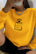 Yellow Casual Street Print Patchwork Letter O Neck Tops