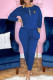 Royal Blue Fashion Casual Solid Patchwork O Neck Long Sleeve Two Pieces