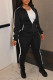 Black Casual Solid Patchwork Zipper Collar Long Sleeve Two Pieces