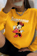 Yellow Casual Cute Character Patchwork O Neck Tops
