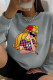 Grey Sweet Cute Character Patchwork O Neck Tops