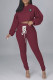 Brownness Fashion Casual Solid Bandage Hooded Collar Long Sleeve Two Pieces