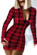 Red Sexy Print Patchwork Zipper Collar Pencil Skirt Dresses