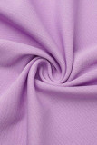 Purple Fashion Casual Solid Tassel Vests U Neck Plus Size Two Pieces