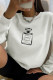 White Casual Street Print Patchwork Letter O Neck Tops