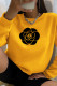 Yellow Fashion Casual Print Patchwork O Neck Tops