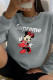 Grey Casual Cute Character Patchwork O Neck Tops