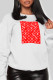 White Casual Vintage Print Patchwork O Neck Tops