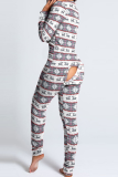 Red Party Vintage Print Patchwork V Neck Skinny Jumpsuits