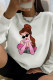 White Fashion Street Character O Neck Tops