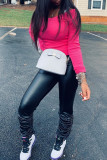 Black Fashion Casual Solid Fold O Neck Long Sleeve Two Pieces