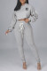 Grey Fashion Casual Solid Bandage Hooded Collar Long Sleeve Two Pieces