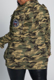 Camouflage Fashion Casual Camouflage Print Patchwork Turndown Collar Outerwear