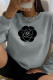 Grey Fashion Casual Print Patchwork O Neck Tops