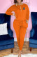 Orange Fashion Casual Solid Patchwork O Neck Long Sleeve Two Pieces