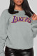 Grey Casual Sportswear Print Patchwork Letter O Neck Tops