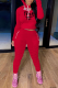Red Casual Print Patchwork Hooded Collar Long Sleeve Two Pieces