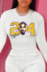 White Street Sportswear Print Patchwork O Neck Tops