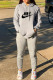 Grey Fashion Casual Print Patchwork Hooded Collar Long Sleeve Two Pieces