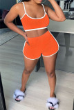 Red Sportswear Solid Patchwork U Neck Sleeveless Two Pieces