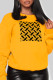 Yellow Casual Street Print Patchwork O Neck Tops