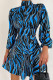 Blue Sexy Print Patchwork Half A Turtleneck A Line Dresses