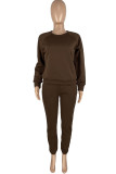 Red Casual Solid Tassel Patchwork O Neck Long Sleeve Two Pieces
