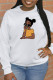 White Casual Street Character Patchwork O Neck Tops