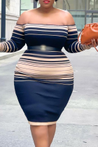 Multicolor Sexy Split Joint Off the Shoulder Plus Size Dresses