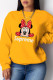 Yellow Fashion Cute Character Patchwork O Neck Tops