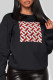 Black Street Vintage Print Patchwork O Neck Tops