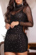 Black Sexy Solid Patchwork Hot Drill Half A Turtleneck One Step Skirt Dresses