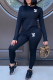 Black Casual Print Patchwork O Neck Long Sleeve Two Pieces