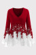 Red Fashion Casual Solid Patchwork V Neck Tops