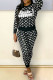 Black Fashion Casual Print Letter O Neck Long Sleeve Two Pieces