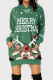 Green Fashion Casual Print Basic Hooded Collar Long Sleeve Dresses
