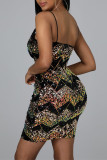 Blue Fashion Sexy Patchwork Sequins Backless V Neck Sling Dress Dresses