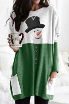Green Christmas Day Casual Party Split Joint Print Wapiti Costumes