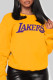 Yellow Casual Sportswear Print Patchwork Letter O Neck Tops