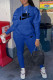 Blue Fashion Casual Print Patchwork Hooded Collar Long Sleeve Two Pieces
