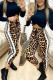 Yellow Sexy Print Patchwork O Neck Long Sleeve Two Pieces
