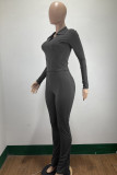 Black Fashion Casual Solid Basic Turndown Collar Long Sleeve Two Pieces