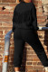 Black Casual Solid Tassel Patchwork O Neck Long Sleeve Two Pieces