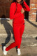 Red Fashion Casual Print Patchwork Hooded Collar Long Sleeve Two Pieces