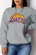 Grey Casual Sportswear Print Patchwork O Neck Tops