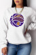 White Casual Sportswear Print Patchwork Letter O Neck Tops