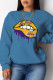 Blue Fashion Sportswear Print Patchwork O Neck Tops