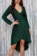 Green Fashion Sexy Solid Patchwork Bright Silk V Neck Long Sleeve Dresses