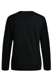 Navy Blue Fashion Street Print Patchwork O Neck Tops